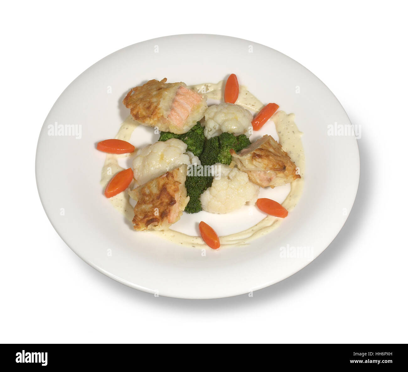 studio photography of a fine meal in white back with shadow Stock Photo