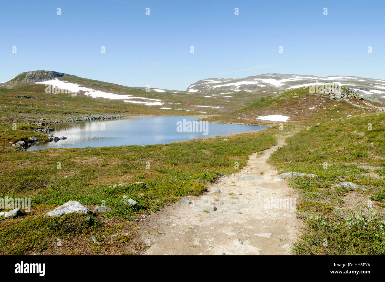 Lapland landscape: hiking path in Malla Strict Nature Reserve in Kilpisjarvi, Lapland, Finland, Europe Stock Photo