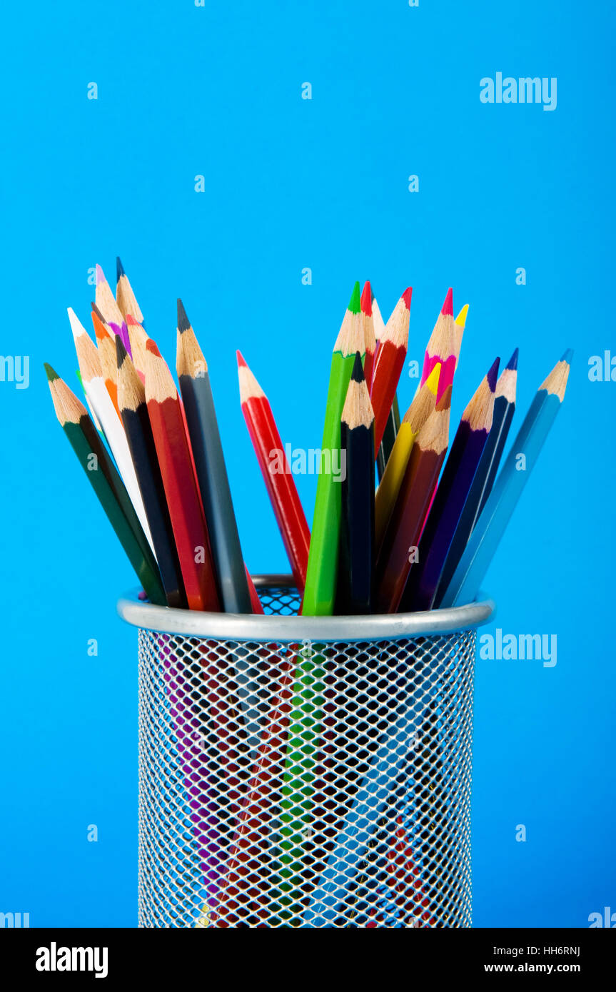 blue, write, wrote, writing, writes, objects, education, macro, close-up, macro Stock Photo