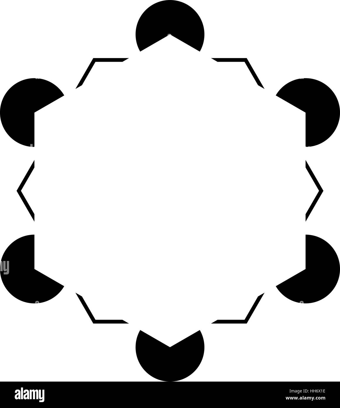 Hexagon variation of the Kanizsa Optical Illusion  - editable vector Stock Vector