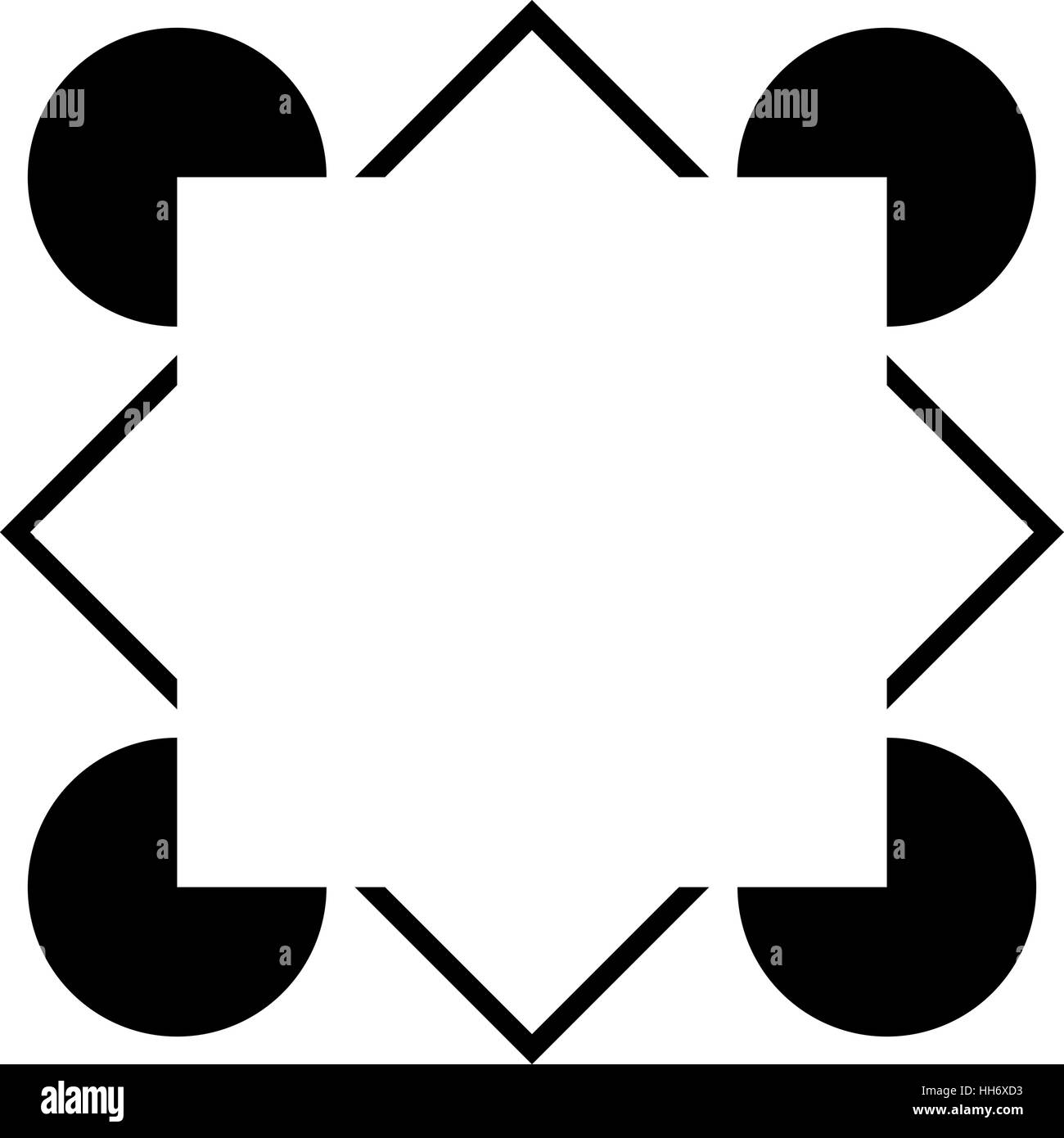 Square variation of the Kanizsa Optical Illusion  - editable vector Stock Vector