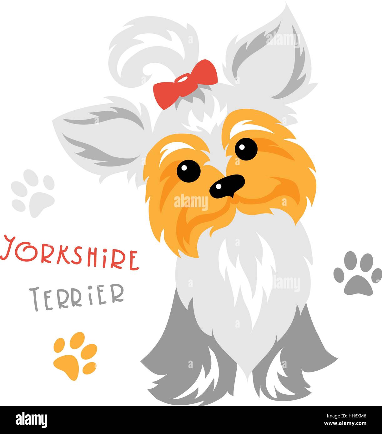 Vector funny Yorkshire terrier dog sitting Stock Vector