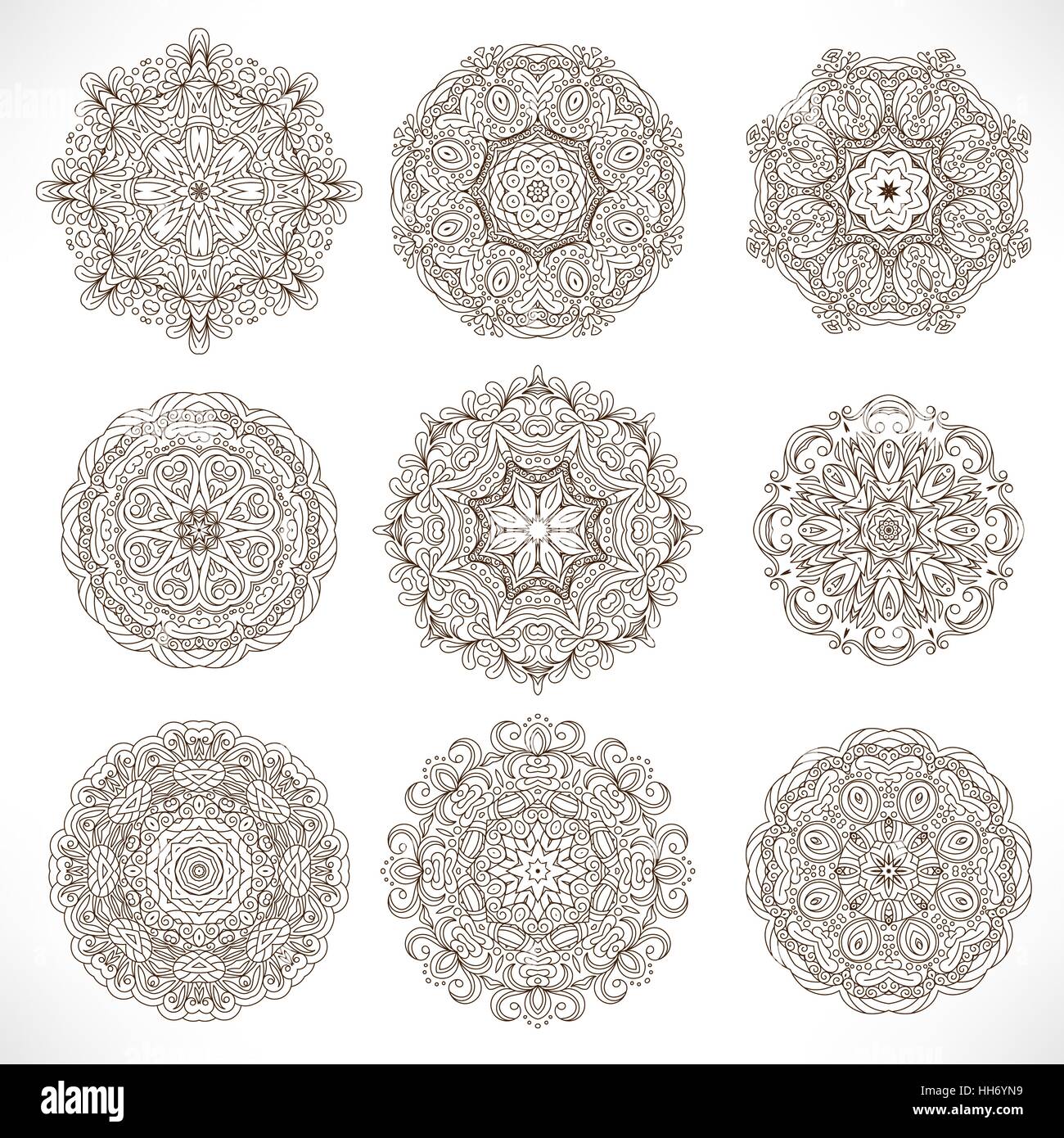 Set Mandalas. Round Ornament Pattern Stock Vector Image & Art - Alamy