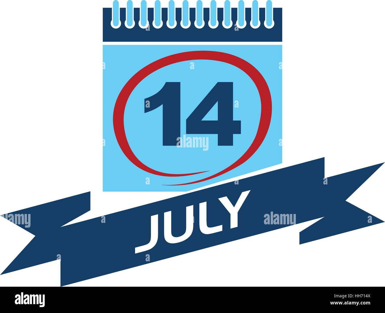 14 July Calendar With Ribbon Stock Vector Image Art Alamy