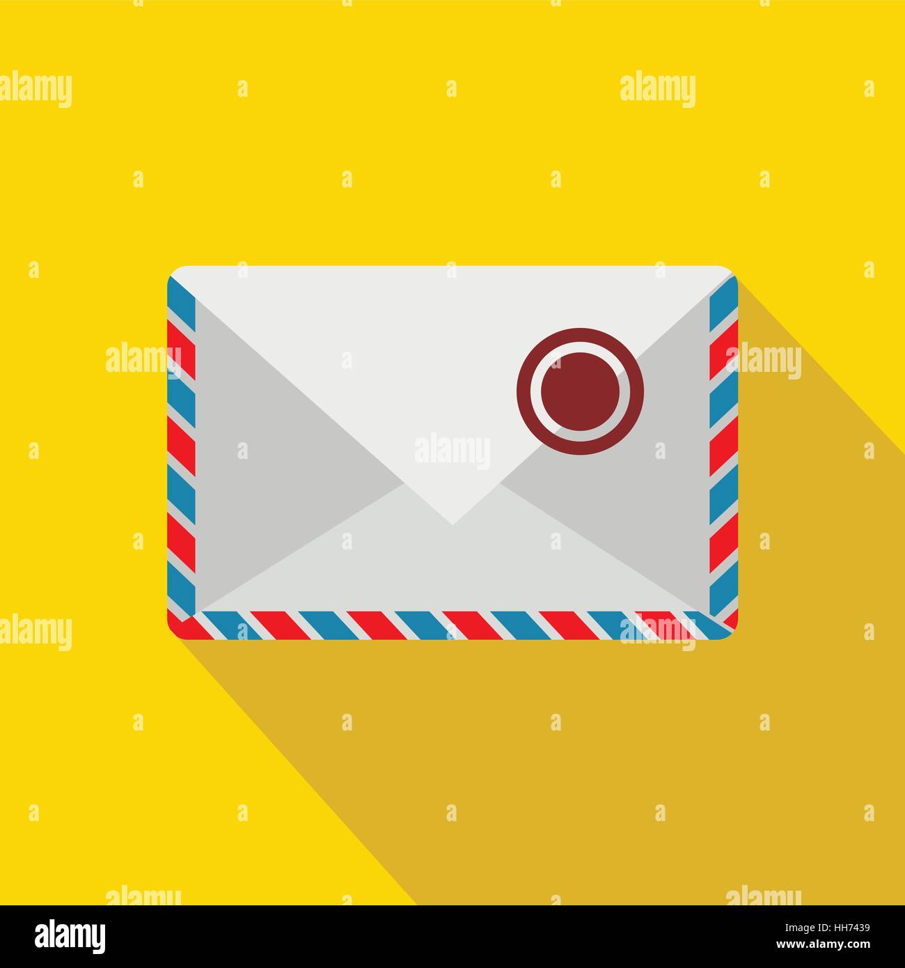White postage envelope with stamp icon, flat style Stock Vector Image ...