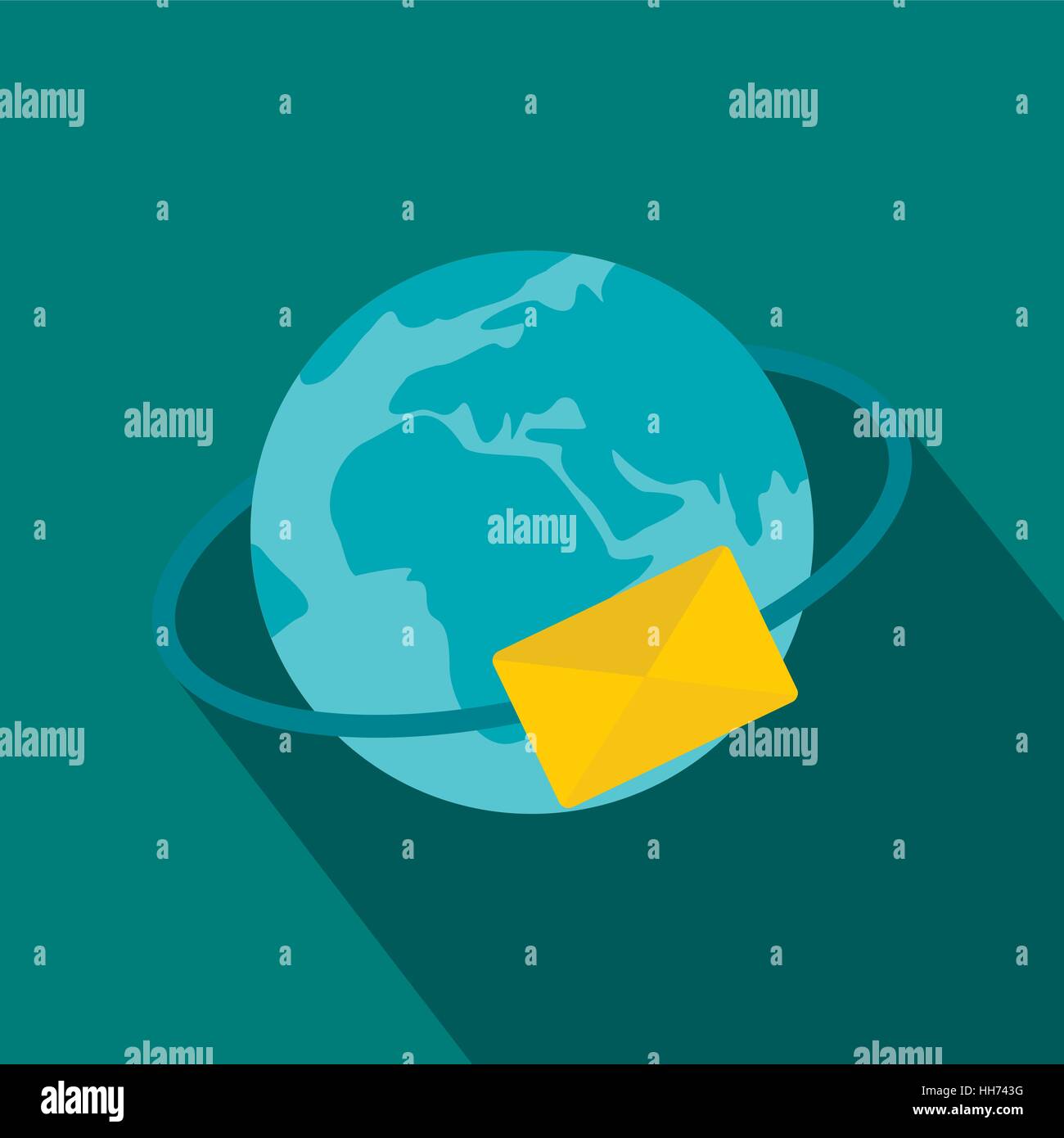 Blue Earth with envelope icon, flat style Stock Vector Image & Art - Alamy