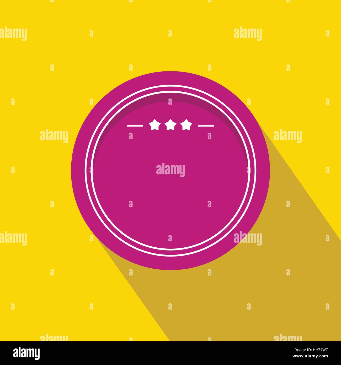 Round badge with three stars icon, flat style Stock Vector Image & Art ...