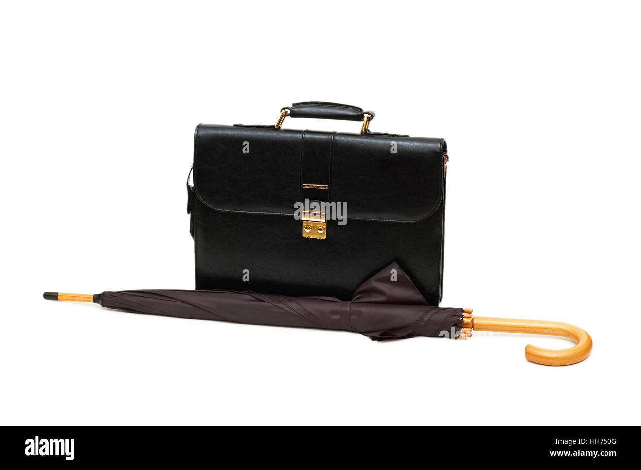 Businessmen accessories briefcase and umbrella isolated on white Stock Photo Alamy