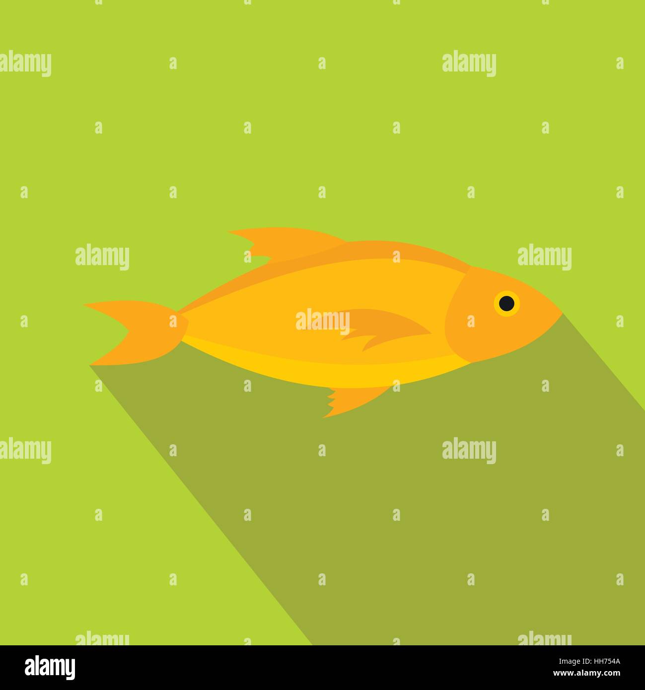 Yellow fish icon in flat style Stock Vector