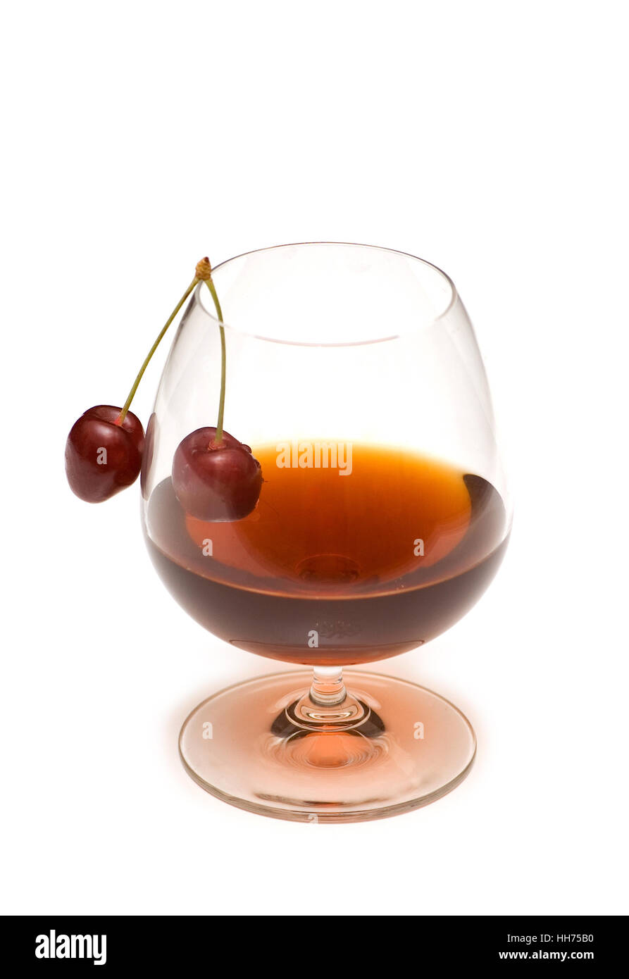 Glass of wine and cherry isolated on white Stock Photo - Alamy