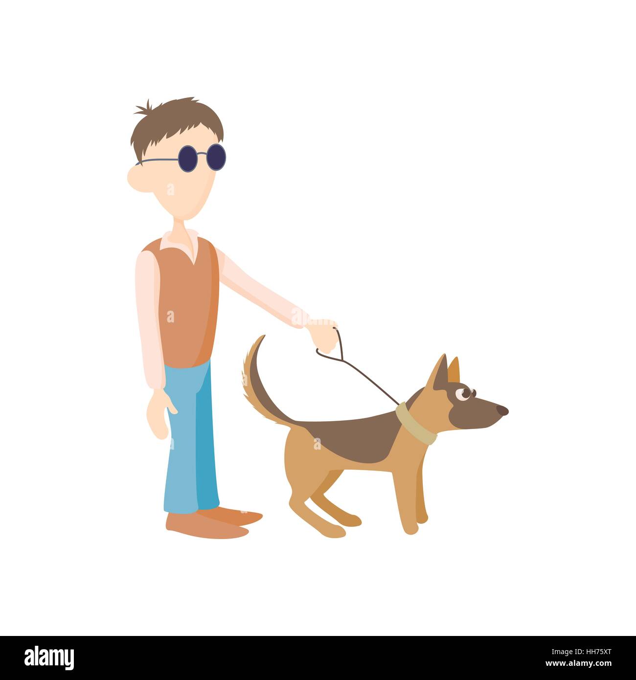 Blind man with dog guide icon, cartoon style Stock Vector Image & Art -  Alamy