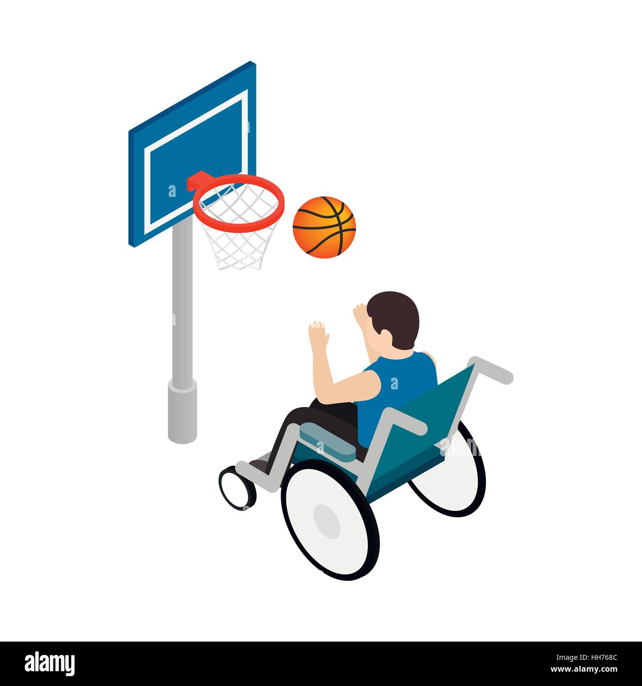 Man in a wheelchair playing basketball icon Stock Vector Image & Art