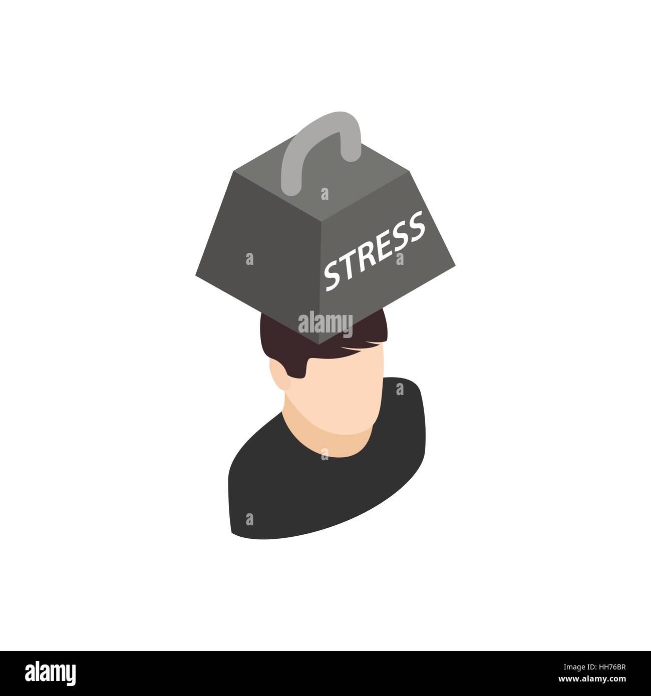 Man with weight of stress icon, isometric 3d style Stock Vector Image ...