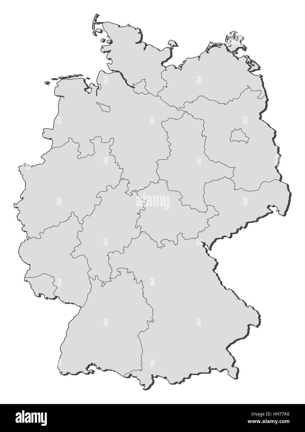 Political map of Germany with the several states. Stock Photo