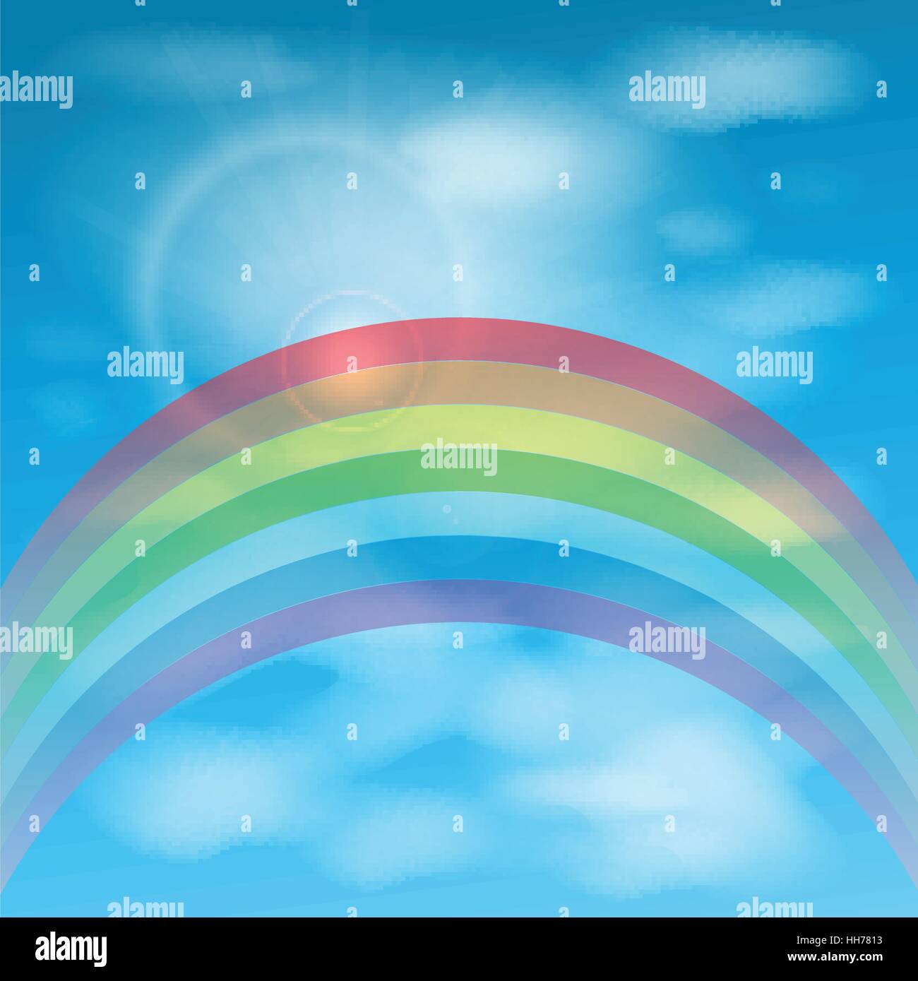 rainbow against the sky with clouds. illustration. use the smart phone ...