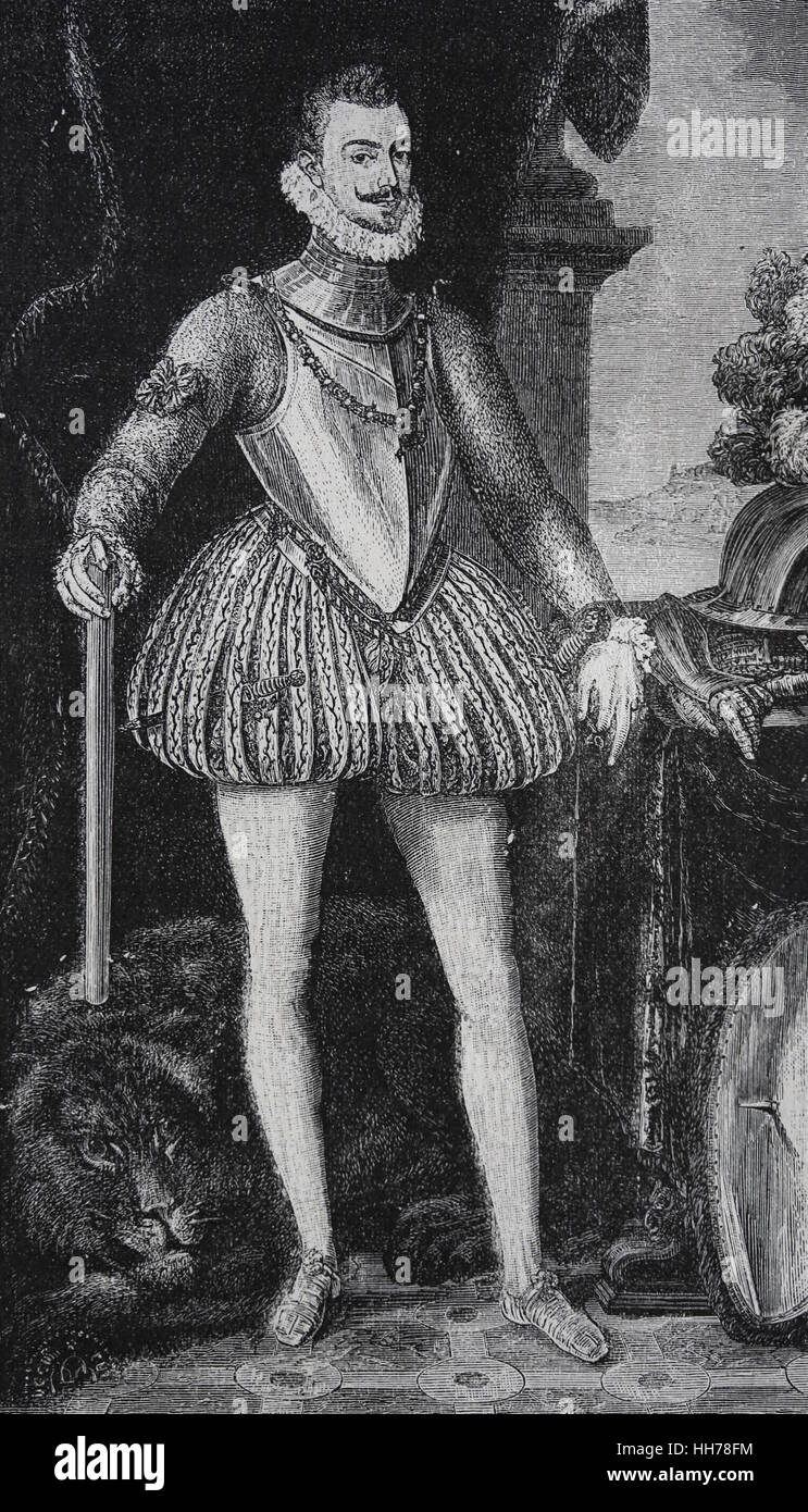 Don John of Austria (1547-1578).  Illegitimate son of emperor Charles V. Engraving, 1882. Stock Photo