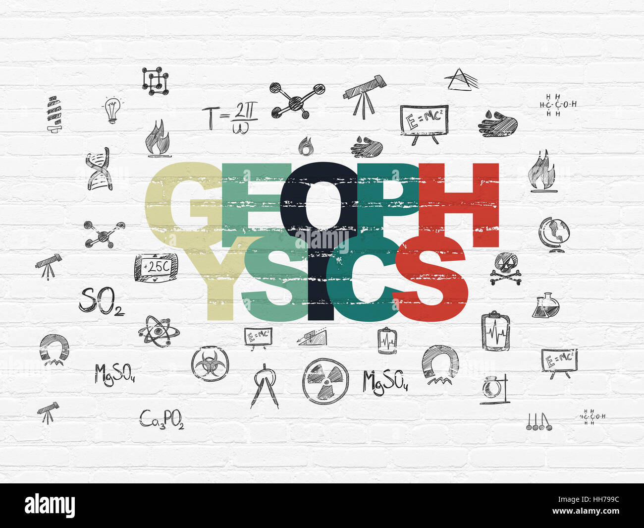 Science concept: Geophysics on wall background Stock Photo - Alamy