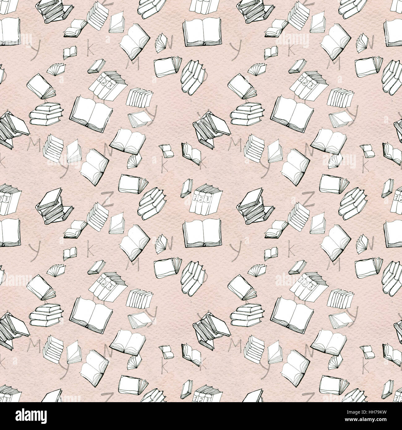 Seamless pattern with books Stock Photo - Alamy