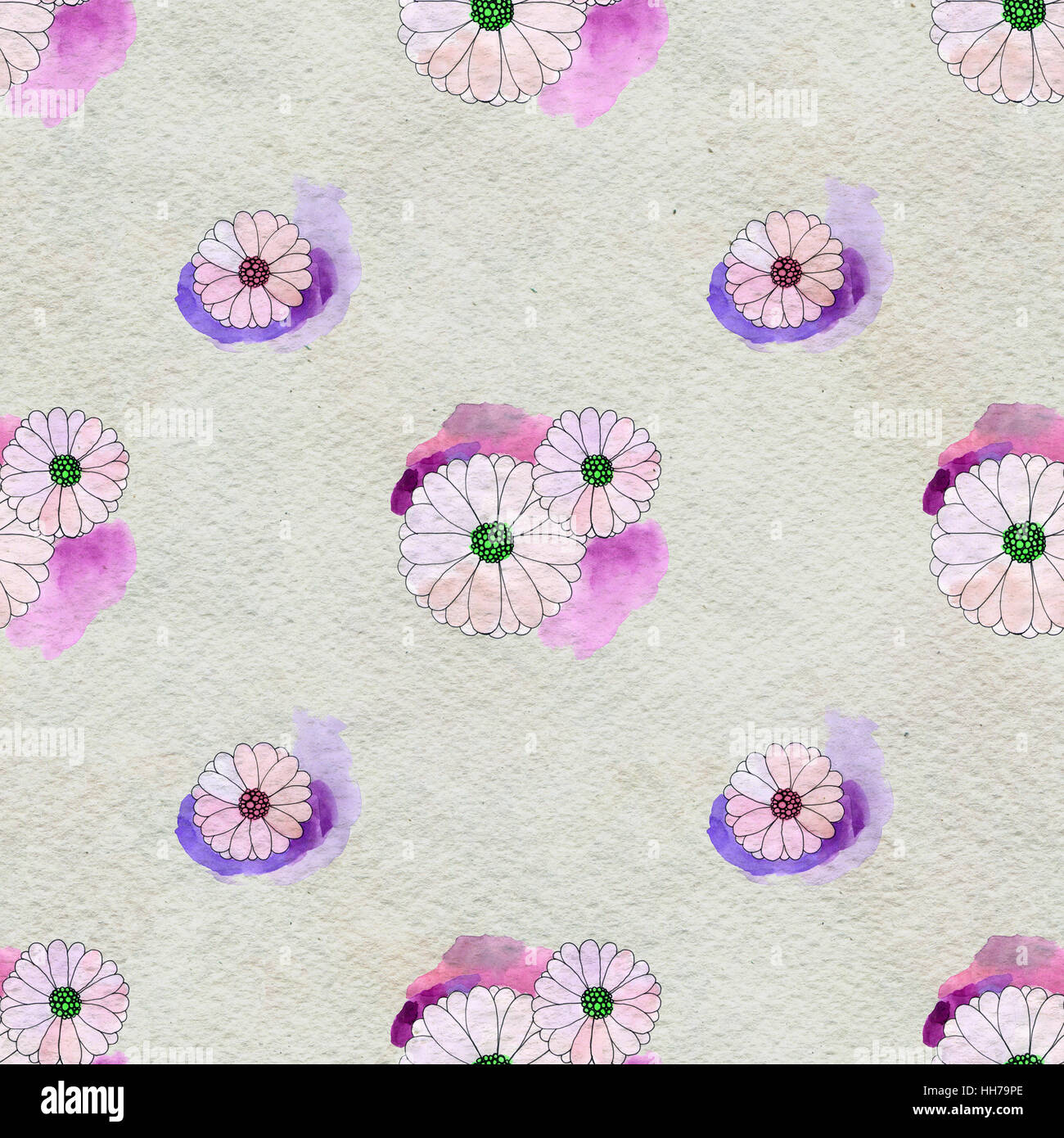 Seamless floral pattern with asters and daisy flowers Stock Photo - Alamy