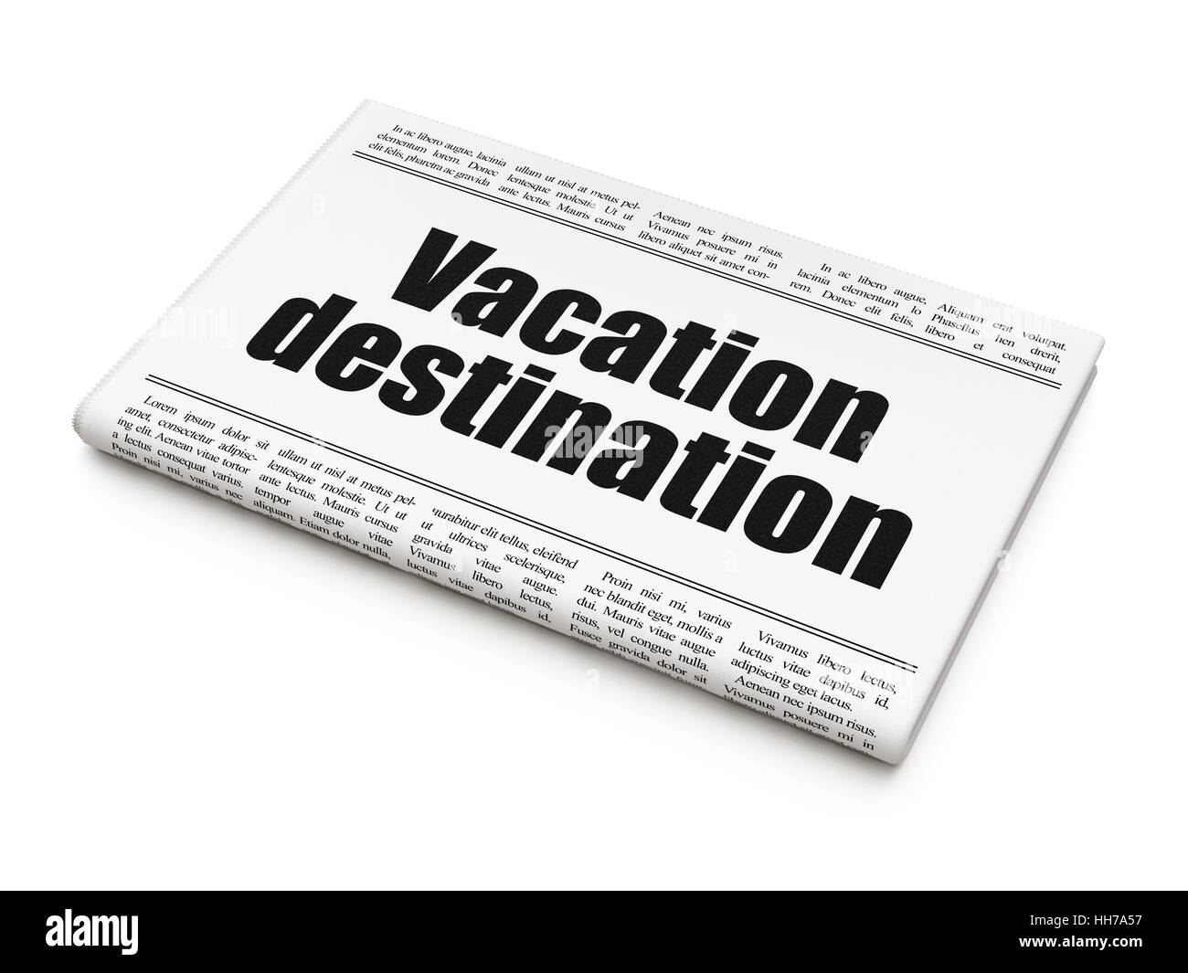 Travel concept: newspaper headline Vacation Destination Stock Photo - Alamy