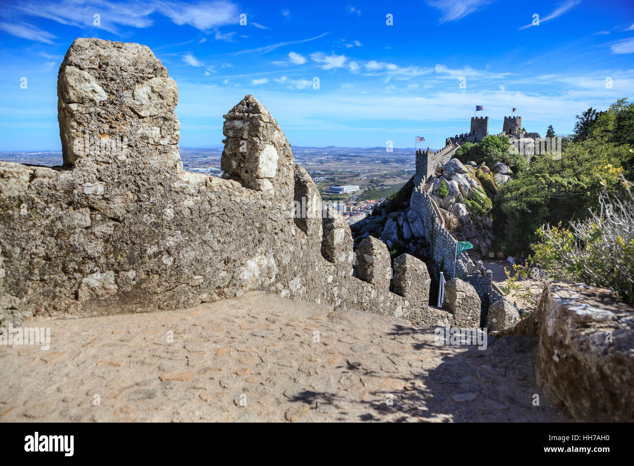 SINTRA, PORTUGAL - CIRCA OCTOBER, 2016:  The Castelo dos Mouros alias The Castle of the Moors in Sintra, Portugal Stock Photo