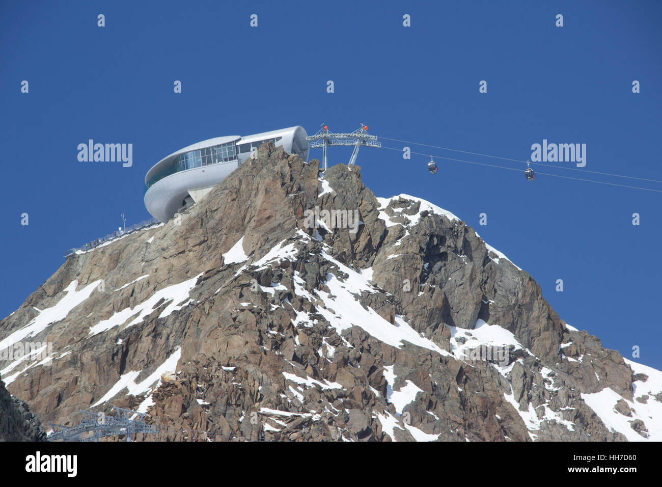 Wildspitzbahn, mountain station at ski resort Pitztal, Mittelberg, Tyrol, Austria Stock Photo