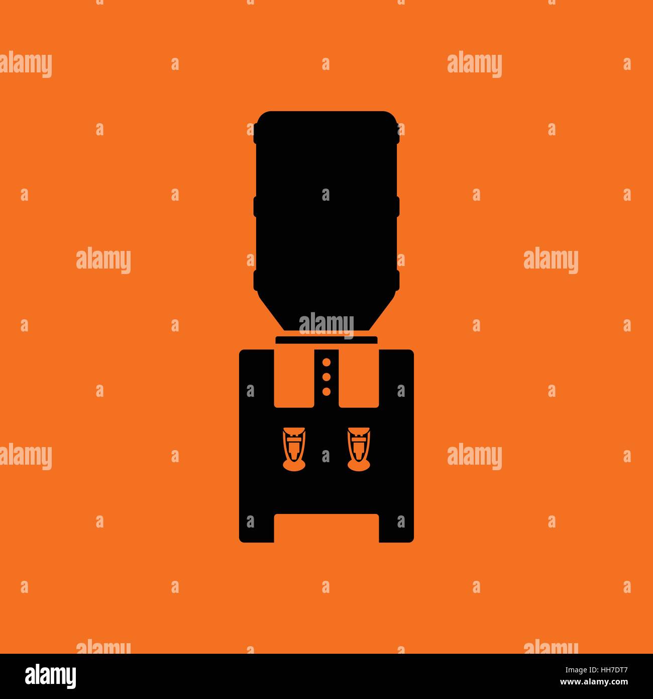 Water cooling machine. Orange background with black. Vector