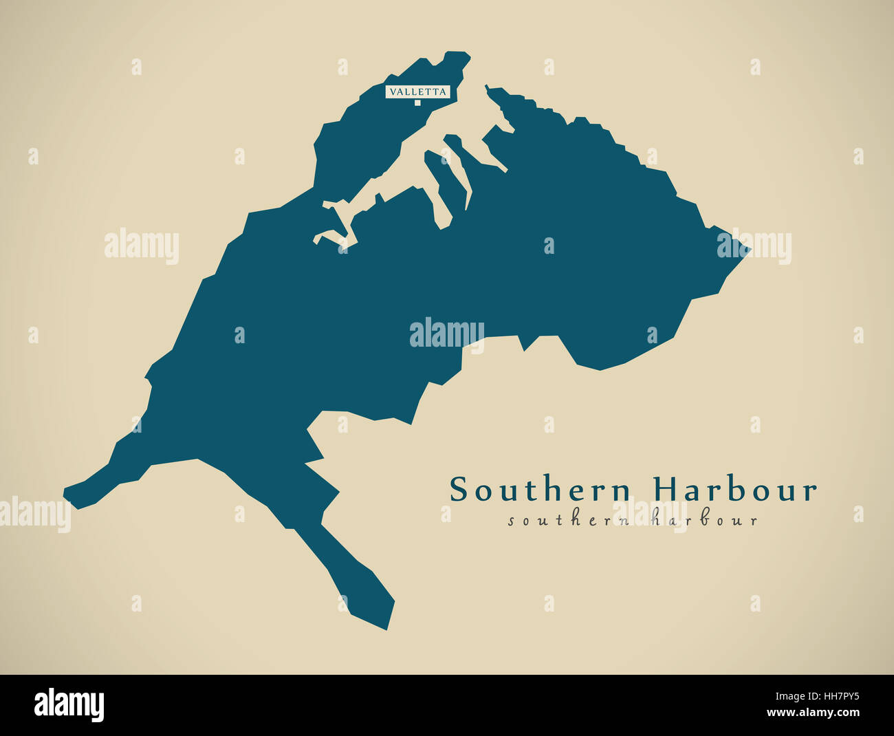 Modern Map - Southern Harbour MT illustration Stock Photo