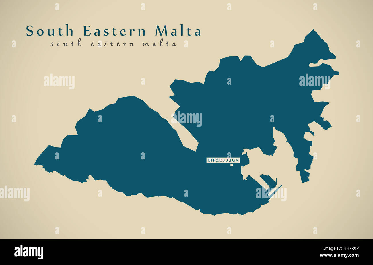 Modern Map - Eastern Malta MT illustration Stock Photo