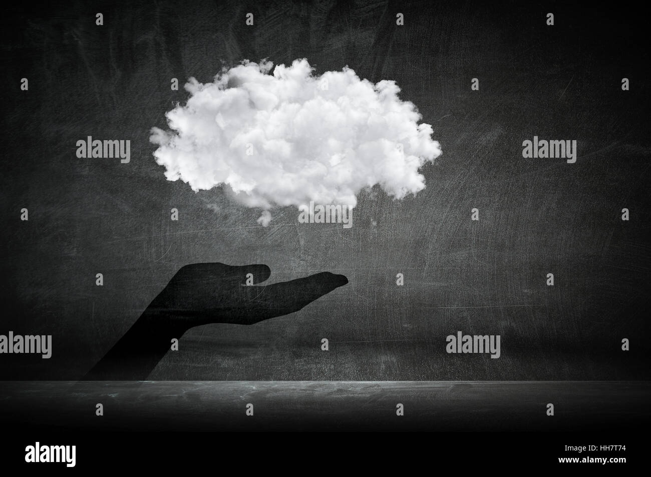 Hand holding cloud computing concept on concrete background Stock Photo ...