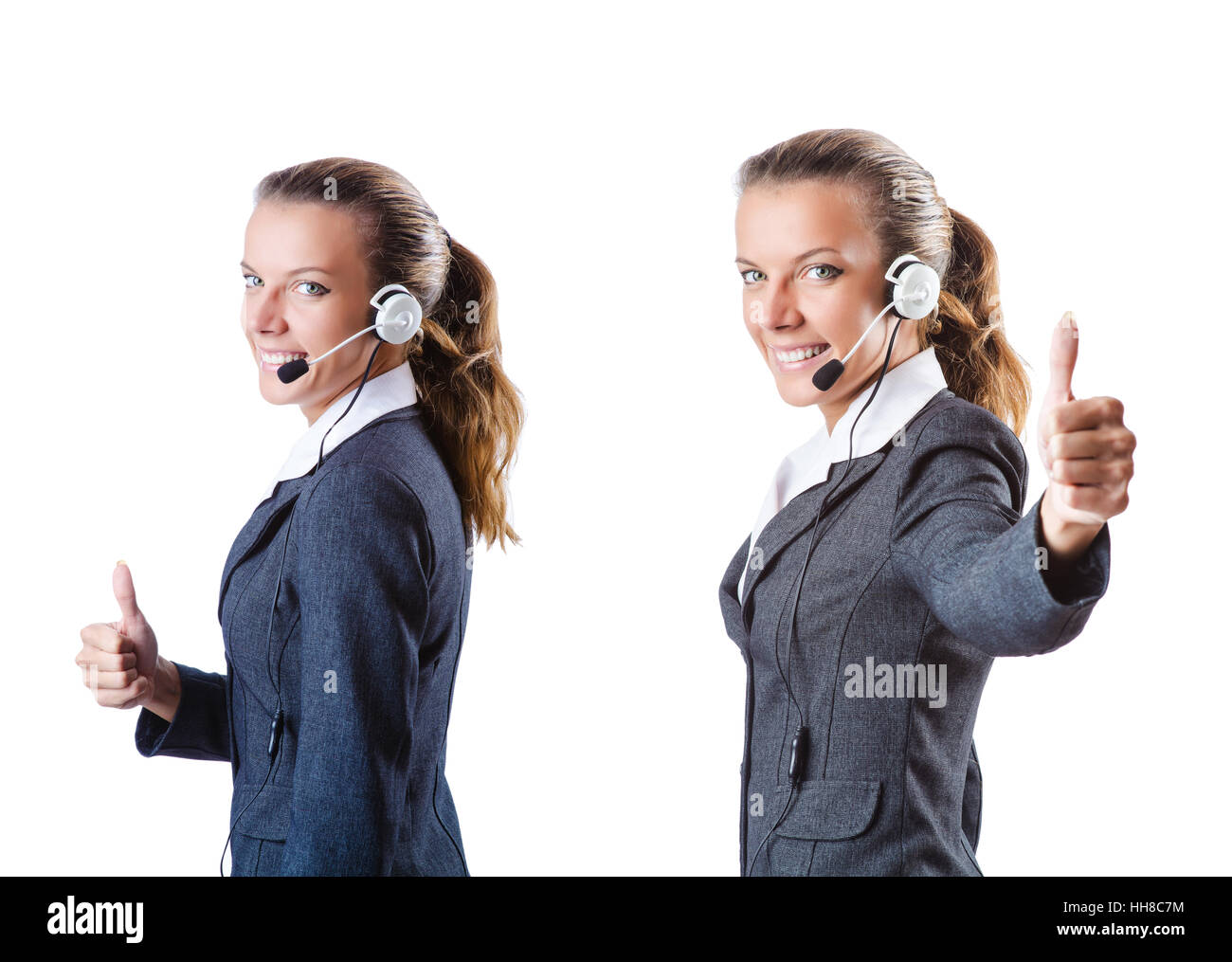 Assistante Call Center Call center assistant responding to calls Stock Photo - Alamy