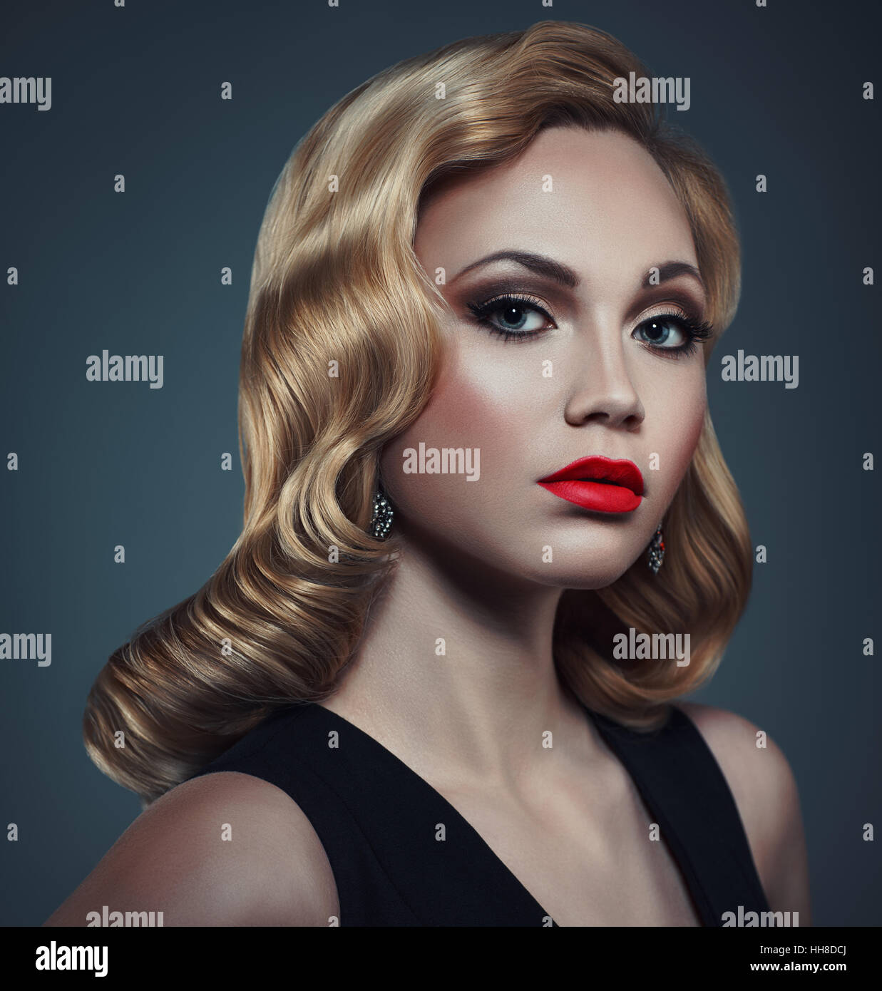 Blond curly hair woman hi-res stock photography and images - Alamy