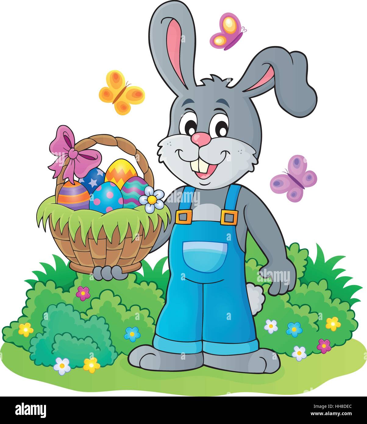 Bunny holding Easter basket theme 4 - eps10 vector illustration Stock ...