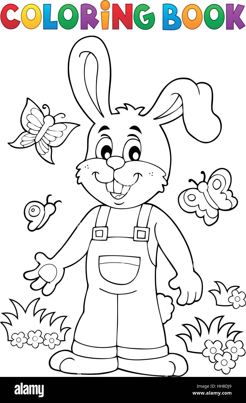 Coloring book Easter rabbit theme 6 - eps10 vector illustration Stock ...