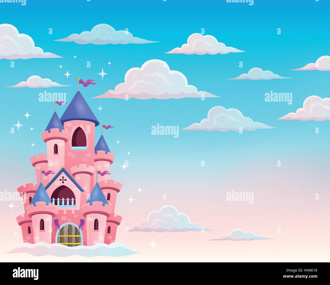 Pink castle in clouds theme 1 - eps10 vector illustration Stock Vector ...