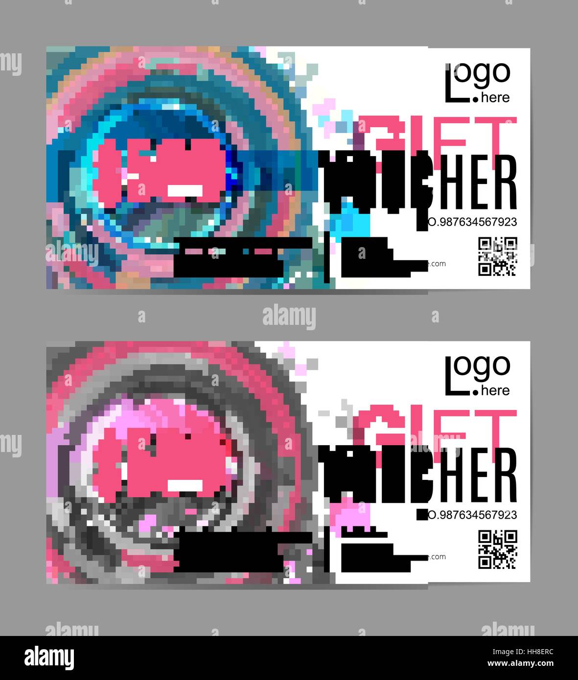 Vector Gift Voucher Template Abstract Geometric Circles Dots