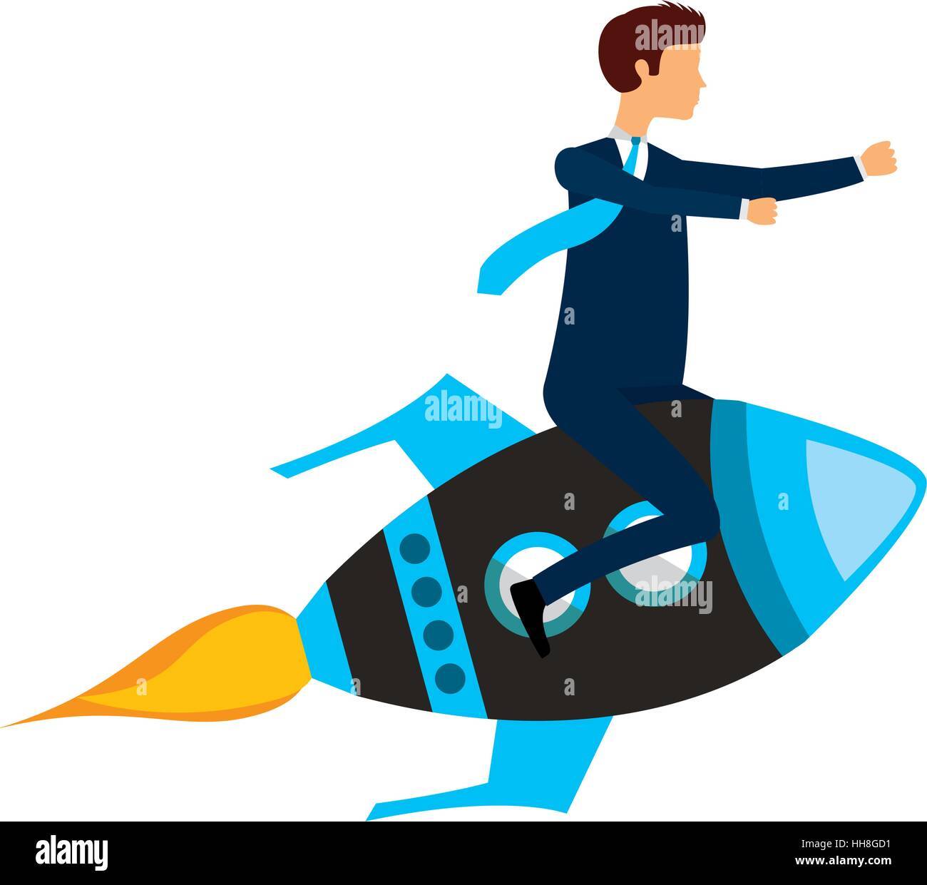 businessperson flying avatar in rocket vector illustration design Stock ...