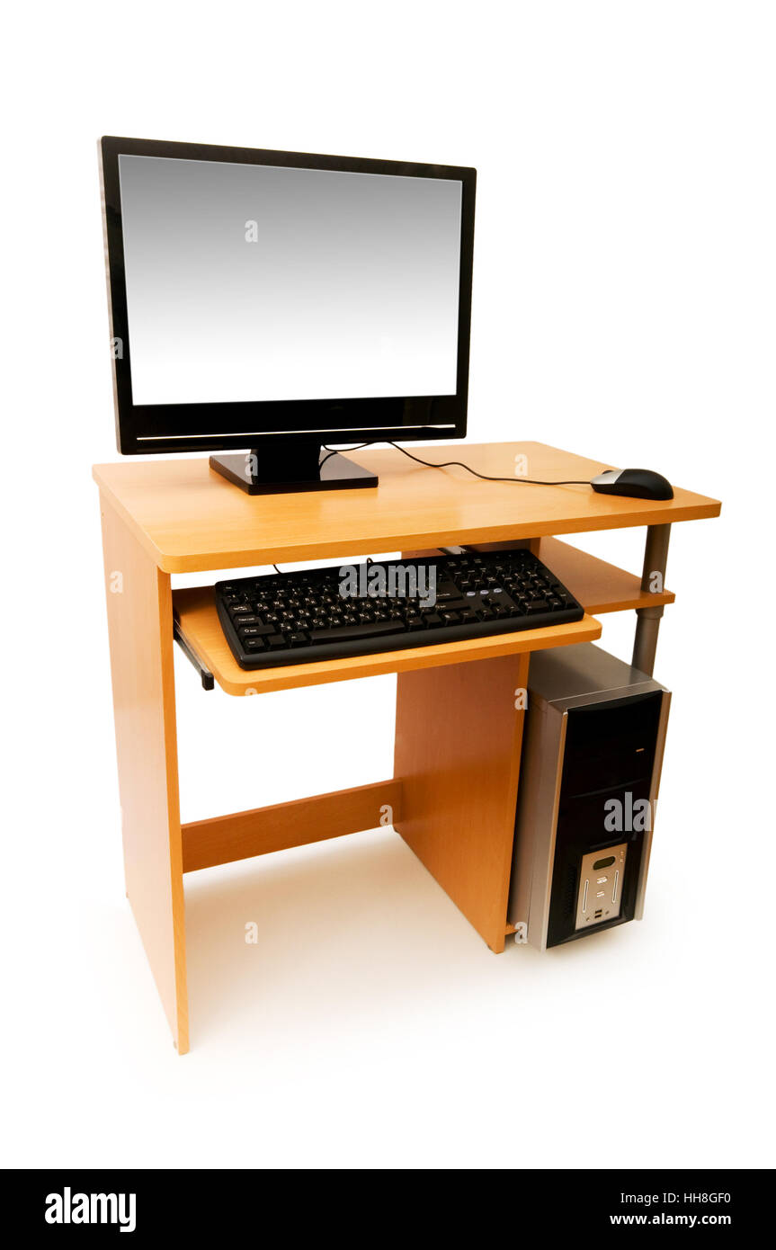 office, keyboard, PC, computers, computer, desk, object, isolated ...