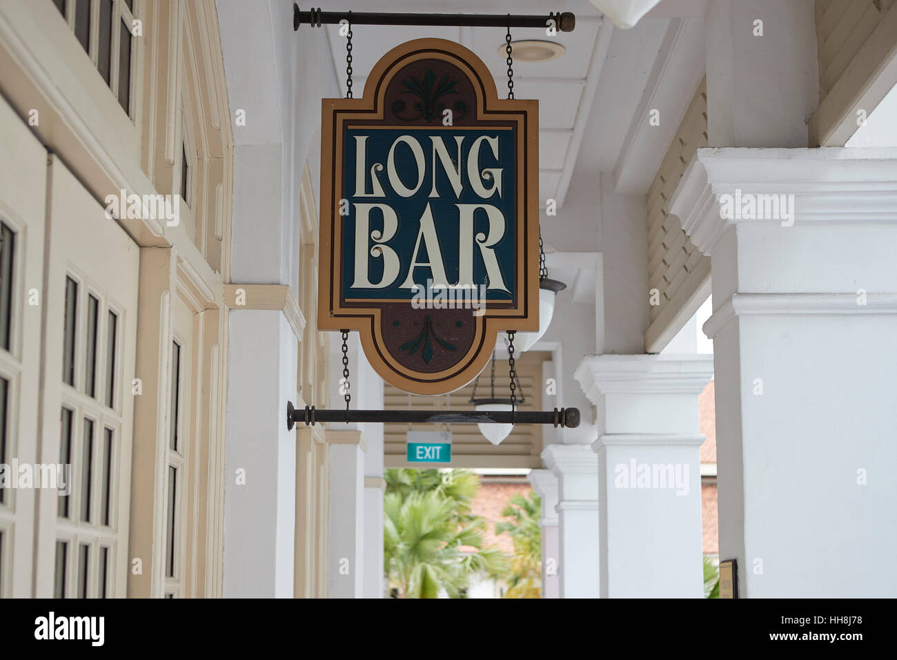 Sign For The Famous Long Bar At The Historic Raffles Hotel, Singapore. Stock Photo