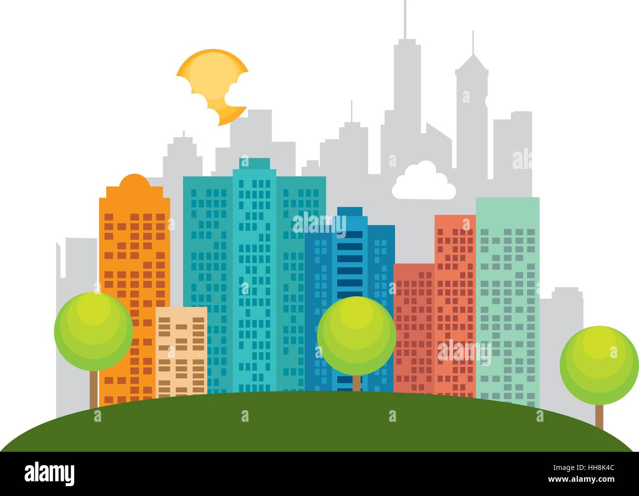 cityscape buildings skyline icon vector illustration design Stock ...