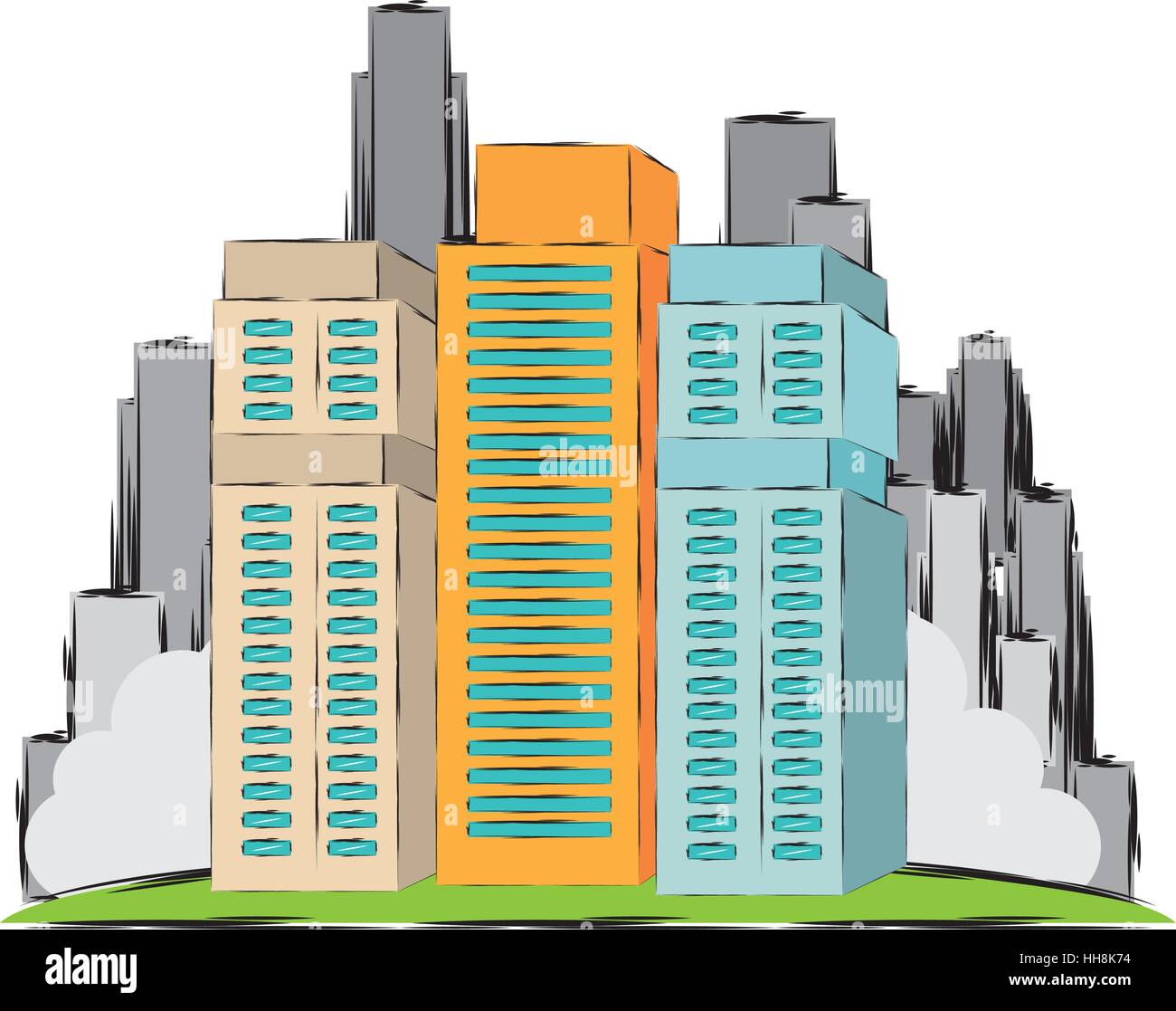 cityscape buildings skyline icon vector illustration design Stock ...