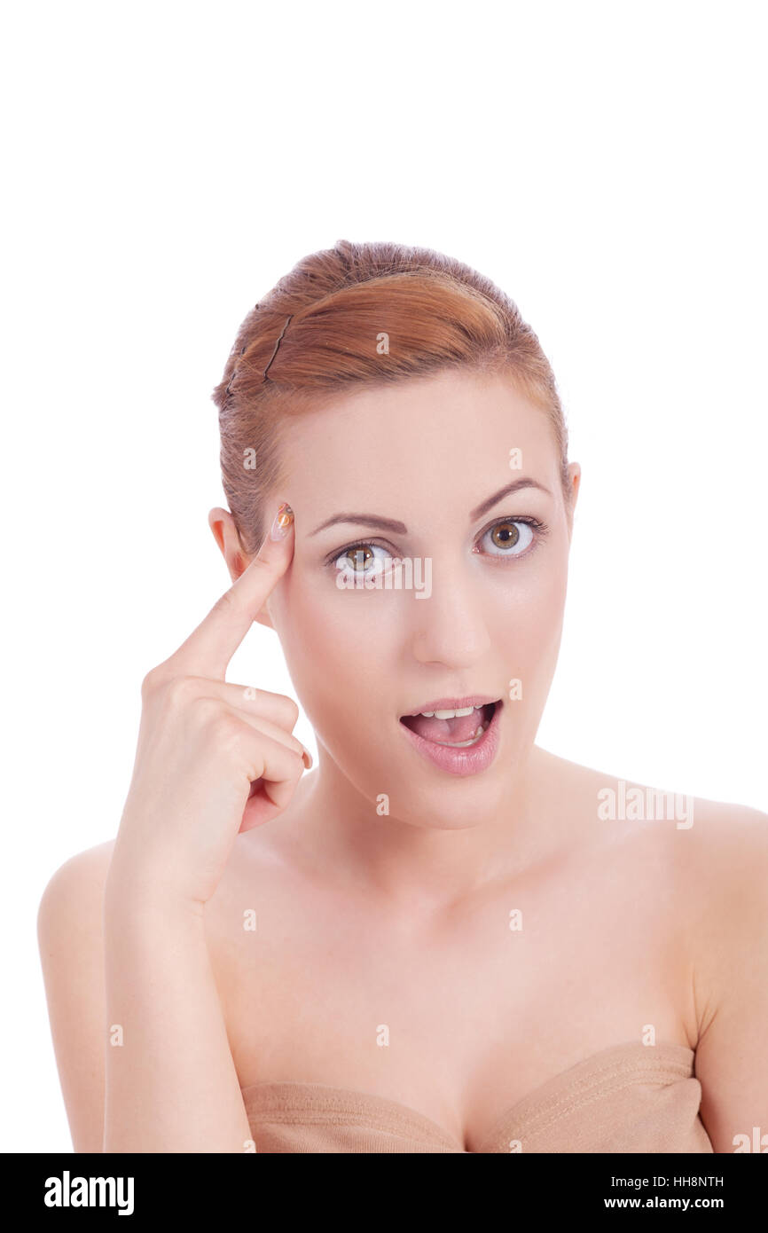 young woman with emotional expression Stock Photo