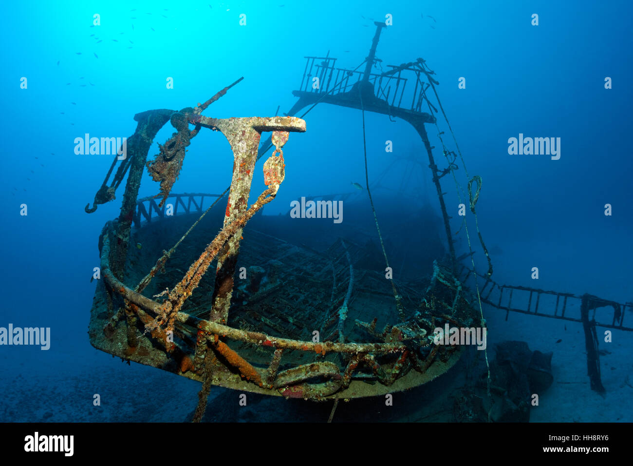 Bow of fishing vessel, shipwreck, Ras Banas, St. Johns, Sirnaka Island ...