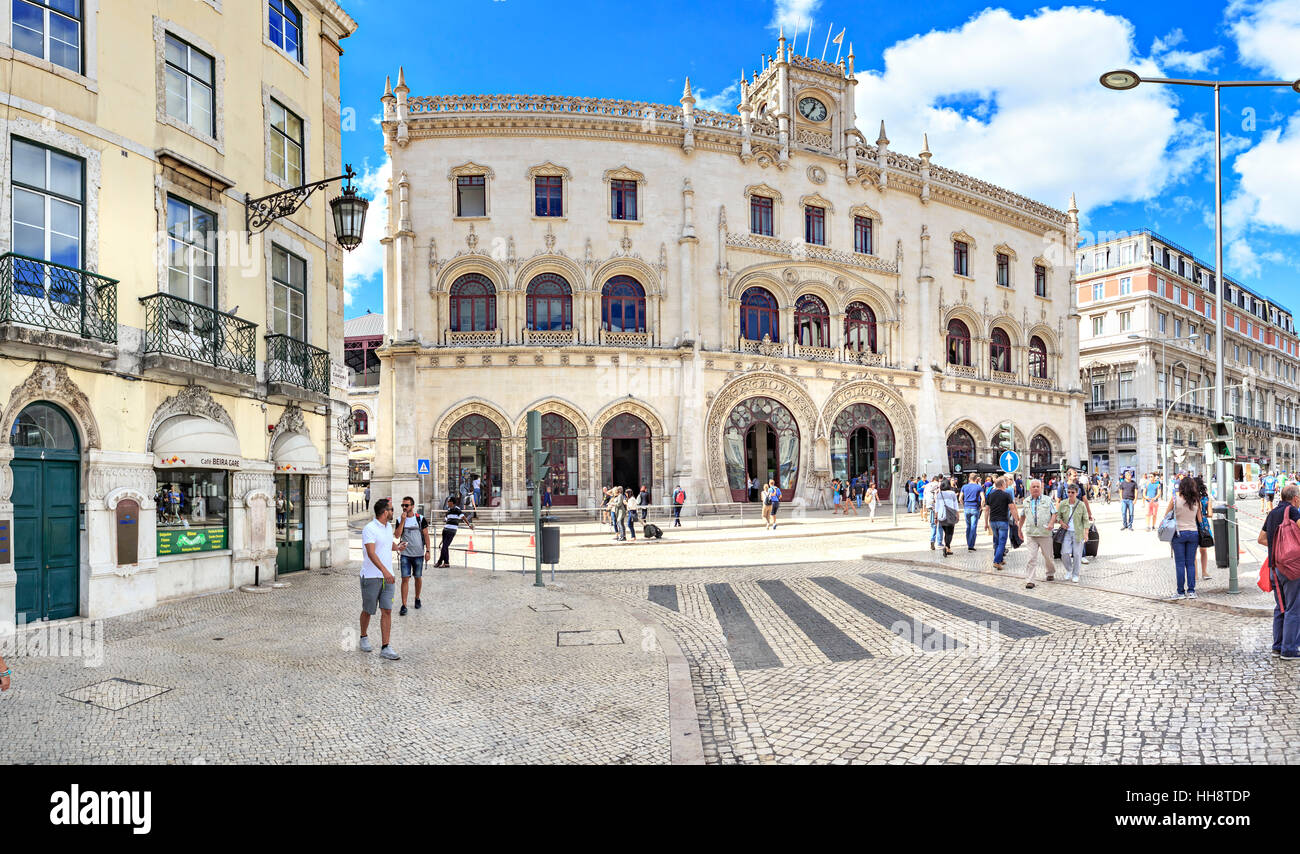 LISBON, PORTUGAL - CIRCA OCTOBER, 2016:  The Rossio Square of Lisbon town, Portugal. Stock Photo