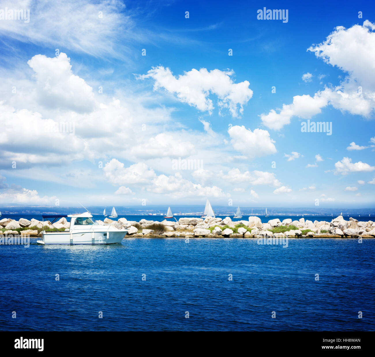 seascape with deap blue ocean waters Stock Photo