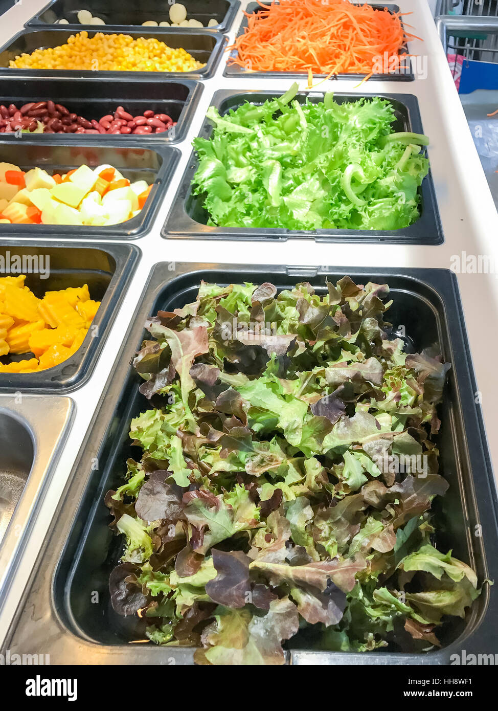 Low calories food salad bar in the food market Stock Photo