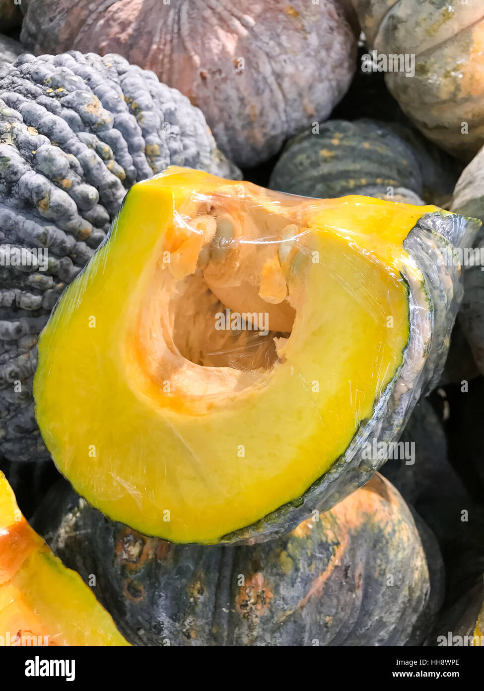 Closed up Fresh pumpkin in the food market Stock Photo - Alamy