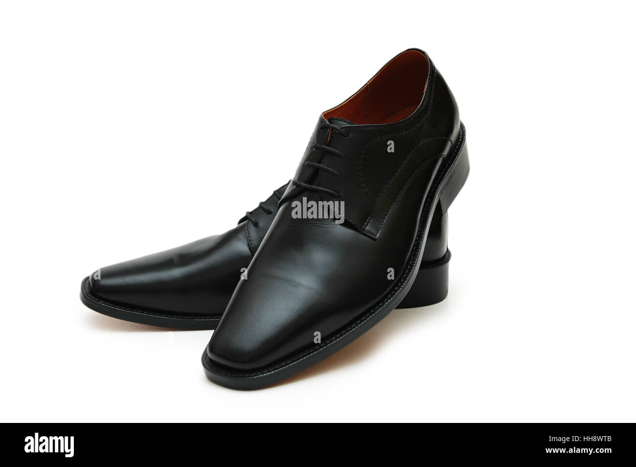 Black boots isolated on the white background Stock Photo - Alamy
