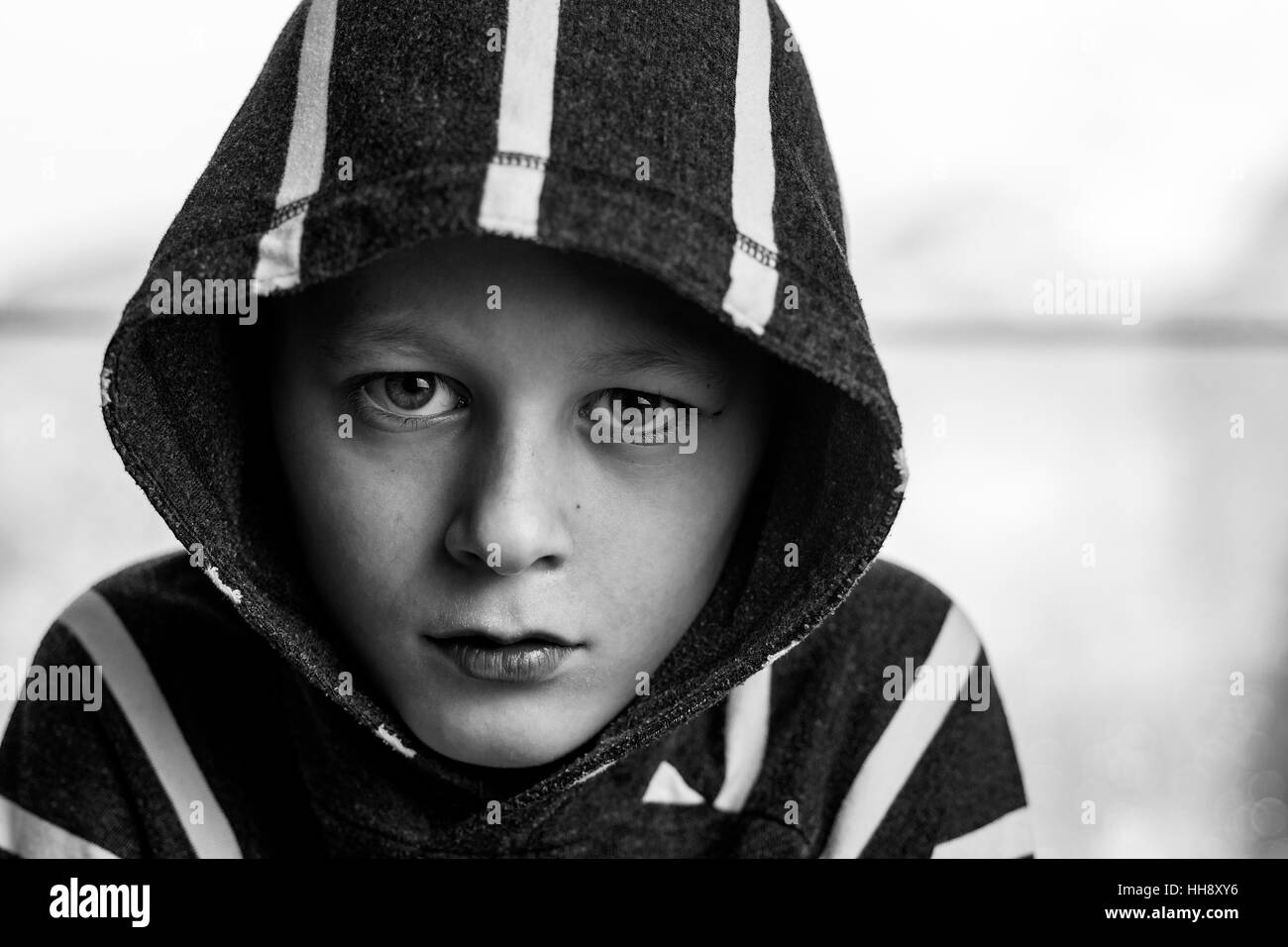 Sad Boy. Teenager with Sad Expression Face Close Up. Depression