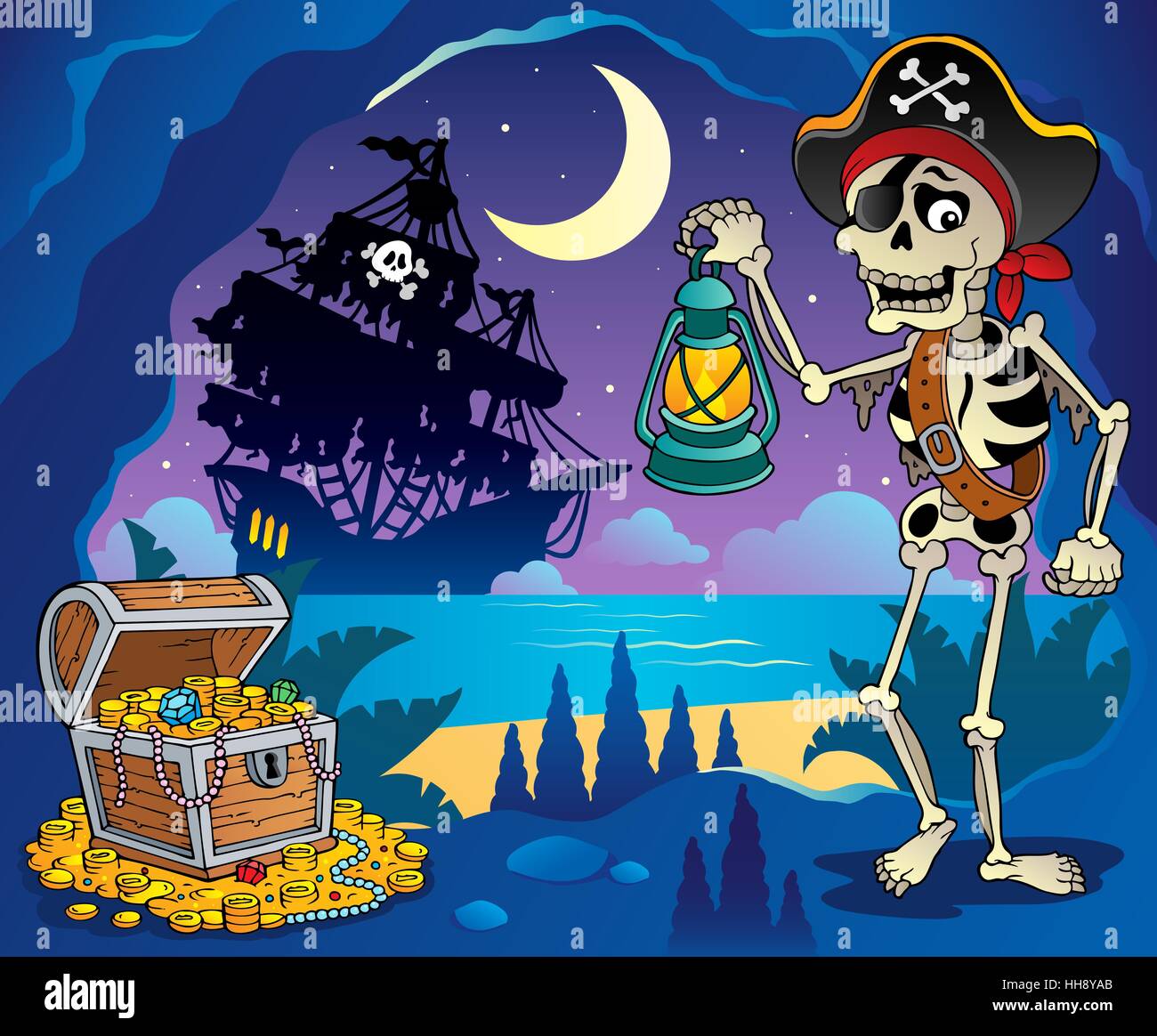 cave, lantern, shiner, light, lamp, luminary, skeleton, treasure, pirate,  art Stock Photo - Alamy